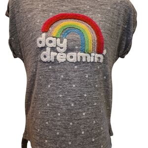 Eyeshadow Girls 2xl 20 1/2 Day Dreamin Rainbiw Grey Short Sleeve Tshirt Youth/jr